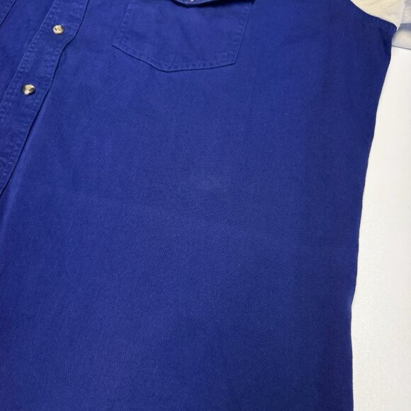 Express Rider Aztec Western Shirt Mens XL 26x29 Blue Embroidered Long Sleeve - Picture 5 of 14
